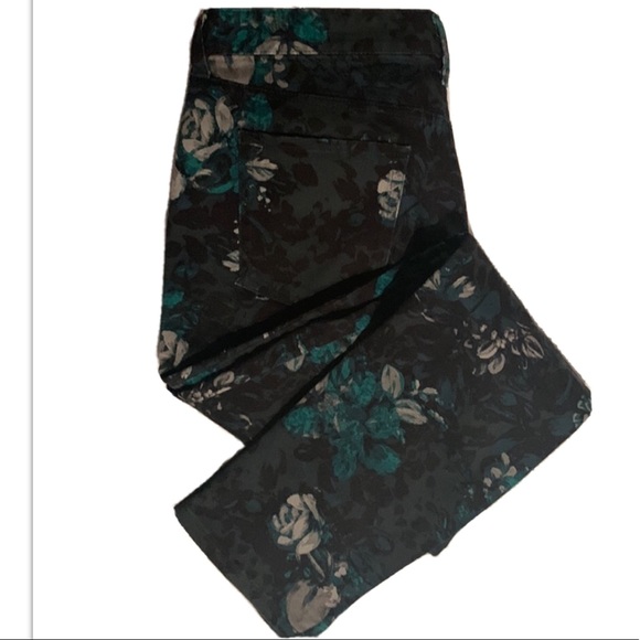 GAP Dark Green & Turquoise Floral -  Always Skinny jeans Size 8 Mid-rise - Picture 1 of 5